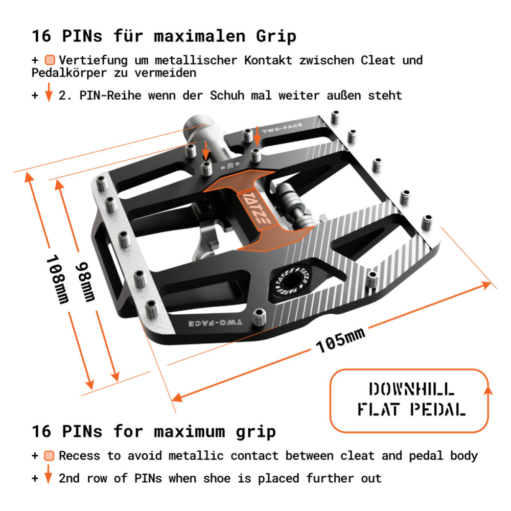 TATZE TWO-FACE 2 Pedal, schwarz